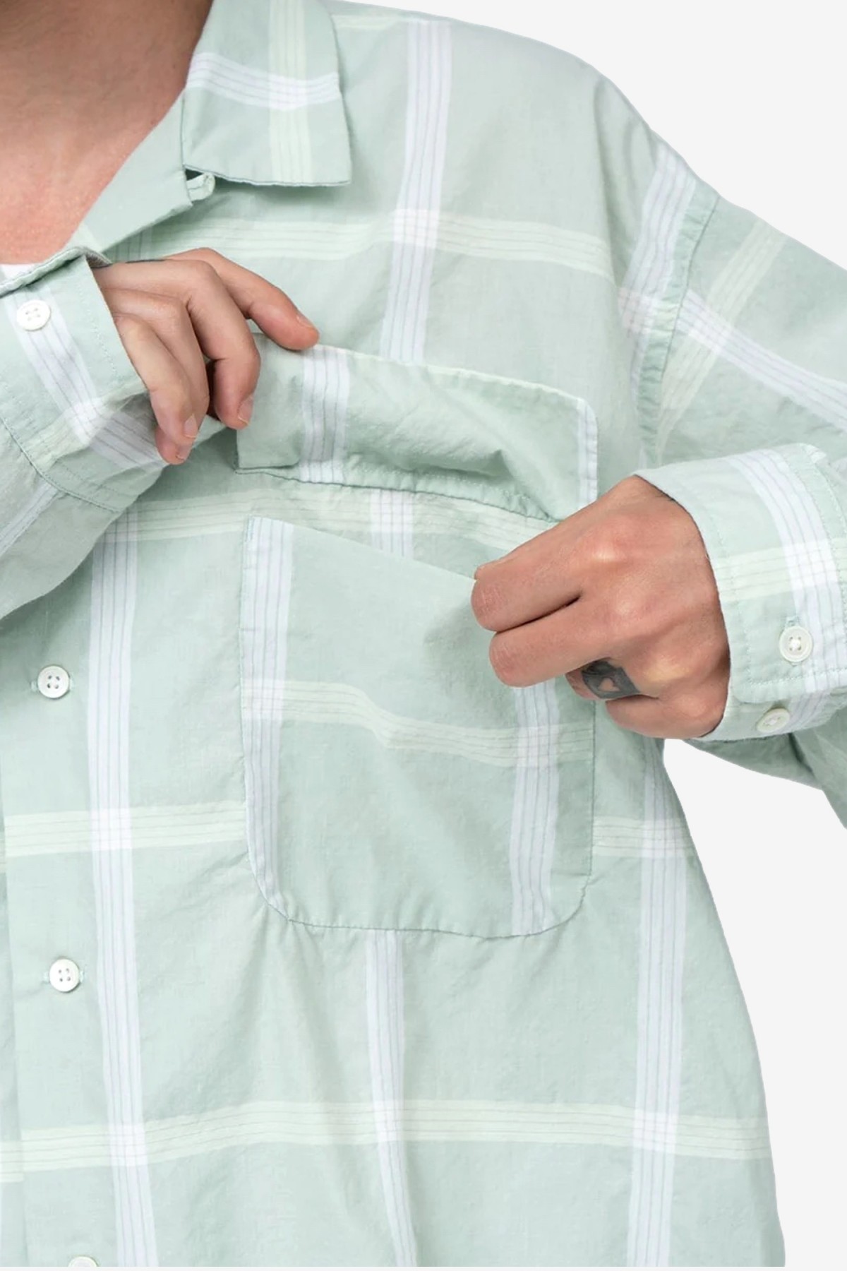 Nanamíca Palaka Check Shirt in Coral Green