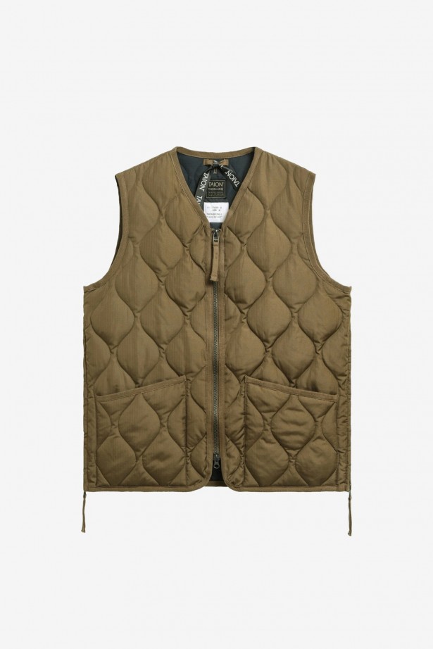Military W-Zip V Neck Down Vest
