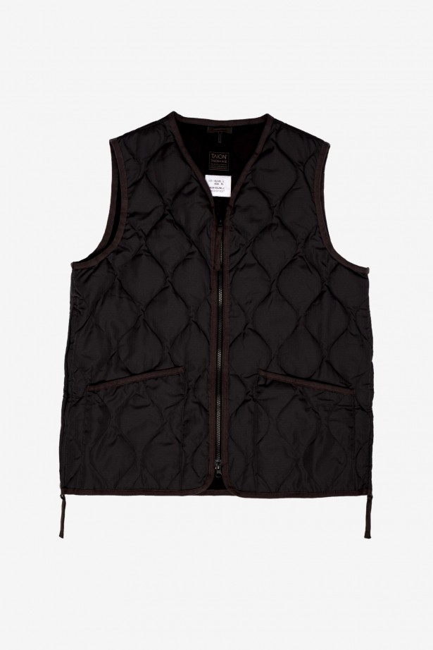 Military Zip V Neck Down Vest