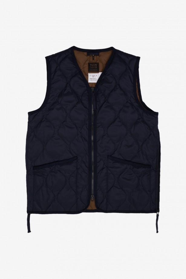 Military Zip V Neck Down Vest