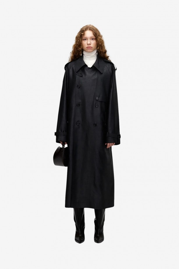 Mud Dyed Silk Trench Coat