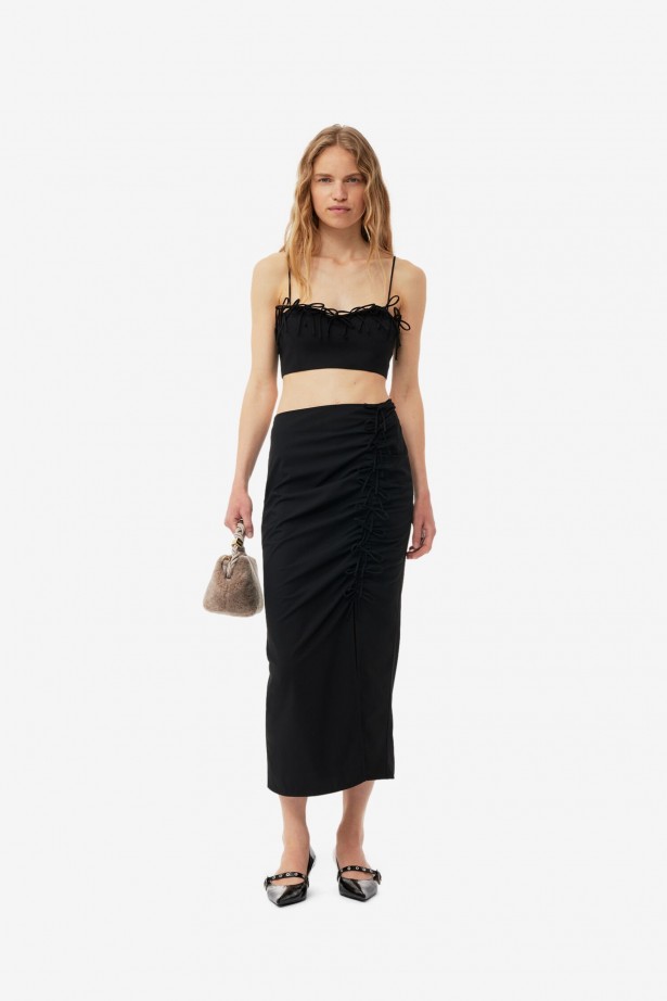 Drapey Melange Midi Skirt