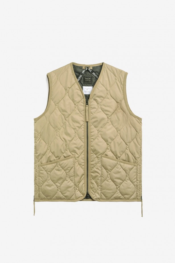 Military W-Zip V Neck Down Vest