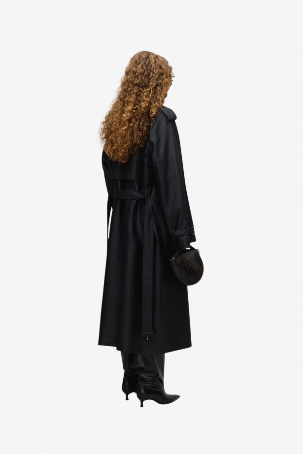 Mud Dyed Silk Trench Coat